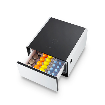 Mesa de café inteligente multifuncional com gaveta refrigerada de 65L e tamanho compacto