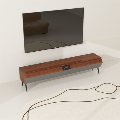 Móveis inteligentes Suíte de TV de madeira com luz LED Atmosfera e casca lateral de madeira maciça