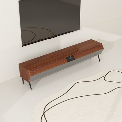 Móveis inteligentes Suíte de TV de madeira com luz LED Atmosfera e casca lateral de madeira maciça