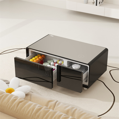 Mesa de café de sala de estar inteligente com 2 gavetas frigoríficas Faixa de temperatura 3 8 C/6- 12 C