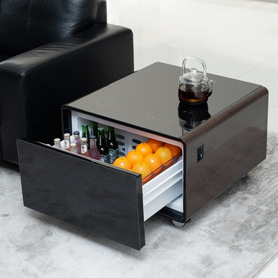 Caixa frigorífica Interface USB Mesa de café inteligente moderna com tipo de metal de alumínio