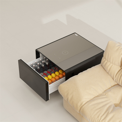 Caixa frigorífica Interface USB Mesa de café inteligente moderna com tipo de metal de alumínio