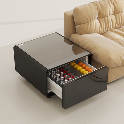 Caixa frigorífica Interface USB Mesa de café inteligente moderna com tipo de metal de alumínio