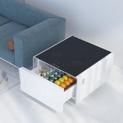 Mobiliário pequeno para escritório em casa Mesa de café inteligente moderna com geladeira e luz LED