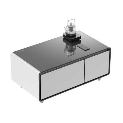 Mesa de vidro temperado Smart Coffee Table com alto-falante e armazenamento de geladeira