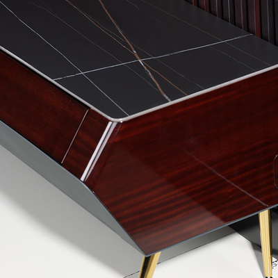 Mobiliário de sala de estar Armário de TV de madeira com suporte de TV elétrico e painel LED moderno
