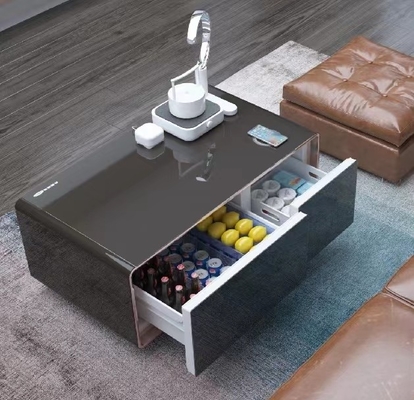 Consola de televisão de vidro de metal moderno personalizado Mesa de escritório com carregador sem fio