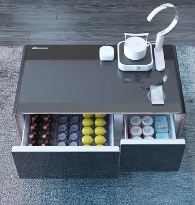 Consola de televisão de vidro de metal moderno personalizado Mesa de escritório com carregador sem fio