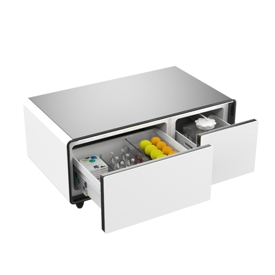 Mobiliário moderno de sala de estar Carregador sem fio Mesa de café com gaveta de geladeira dupla