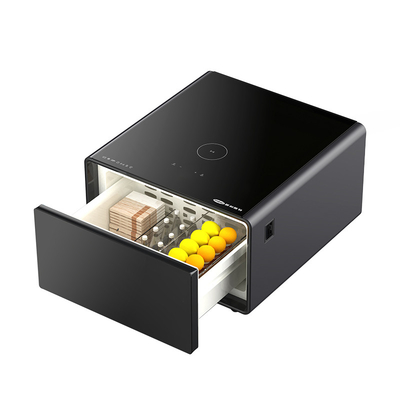 Refrigerador de mesa de café inteligente de 65L com carregamento sem fio e design conciso