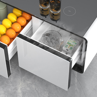 Carregamento sem fio mesas noturnas para móveis de sala de estar moderna Branco/Ouro/Cereais de madeira