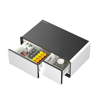 Frigorífico de 90L com carregamento sem fio Tabela de café e tecnologia de mesa de vidro temperado