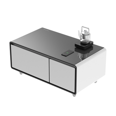 Mesa de café inteligente com geladeira de refrigeração direta e carregamento sem fio