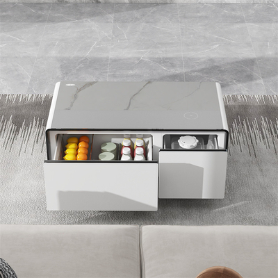 Carregamento sem fio moderno Mini geladeira Smart Tabela de café com vidro temperado