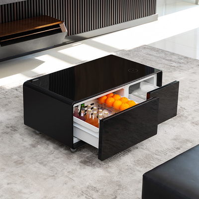 Mesa de café específica com carregamento sem fio e reprodutor de música em design moderno e luxuoso