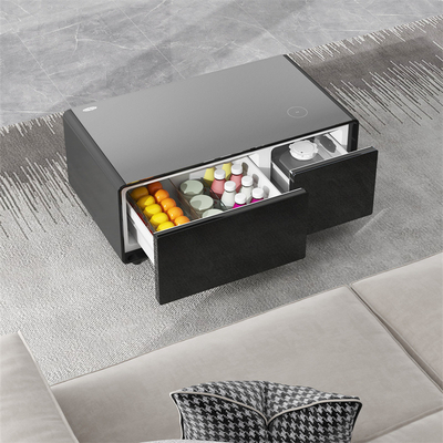 75W Coloridos Refrigeradores Smart Touch Reprodução de música de mesa Carregamento sem fio Mobiliário de sala de estar Mesa de café inteligente