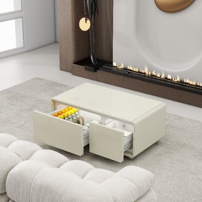 Mobiliário moderno nórdico de sala de jantar e sala de estar Mesa de café inteligente com geladeira