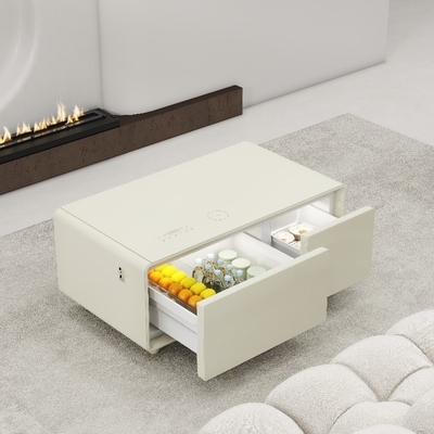 Mobiliário moderno nórdico de sala de jantar e sala de estar Mesa de café inteligente com geladeira