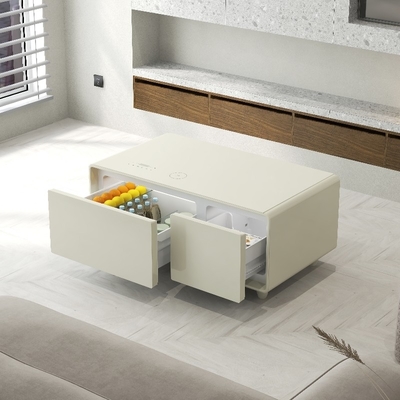 Mobiliário moderno nórdico de sala de jantar e sala de estar Mesa de café inteligente com geladeira