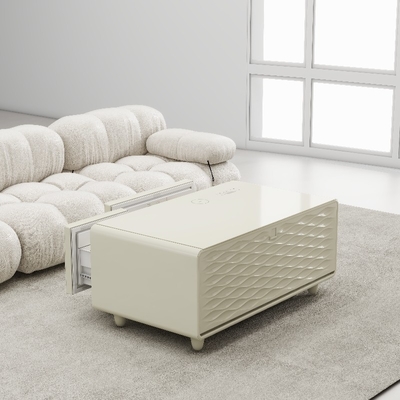 Mobiliário moderno nórdico de sala de jantar e sala de estar Mesa de café inteligente com geladeira