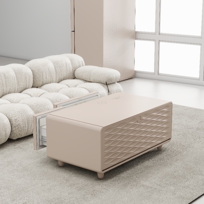 Mobiliário para habitação Mesa de café moderna com carregamento sem fio e mini-frigorífico