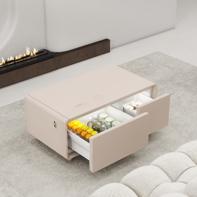Mesa central de vidro temperado com capacidade de congelador de 28L e design multifuncional inteligente