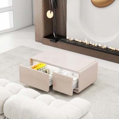 Mesa central de vidro temperado com capacidade de congelador de 28L e design multifuncional inteligente