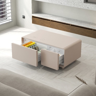 Mesa central de vidro temperado com capacidade de congelador de 28L e design multifuncional inteligente