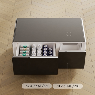 Carregamento sem fio Mesa de café moderna com mini geladeira Móveis de casa de aço inoxidável